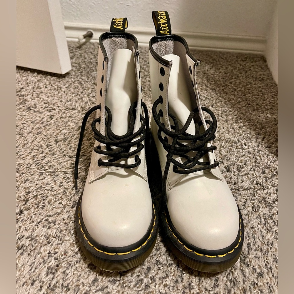 Dr. Martens White and Black Lace-Up Boots